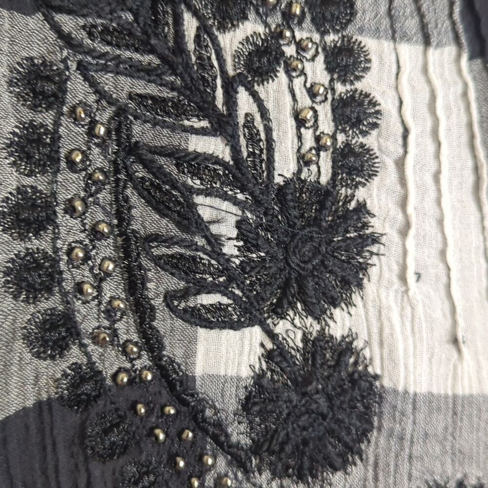 Free People Fall Festival Embroidered Jeweled Plaid Tunic Women's Size Small - Picture 8 of 12